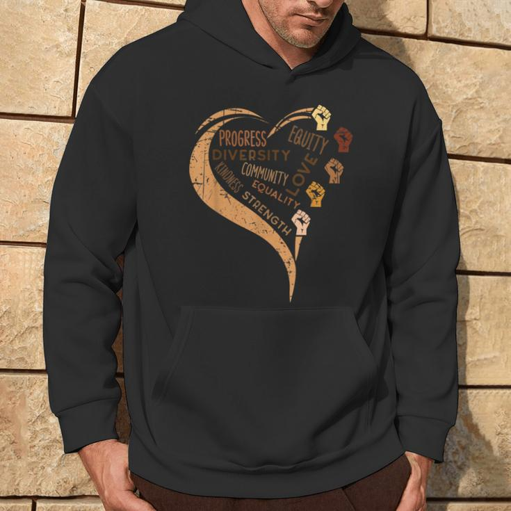 Black History Fists Diversity Equity Heart African Women Hoodie Lifestyle