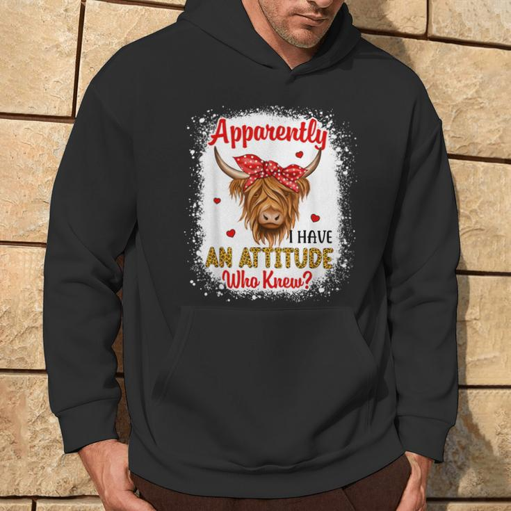 Bleached Highland Cow Apparently I Have An Attitude Who Knew Hoodie Lifestyle