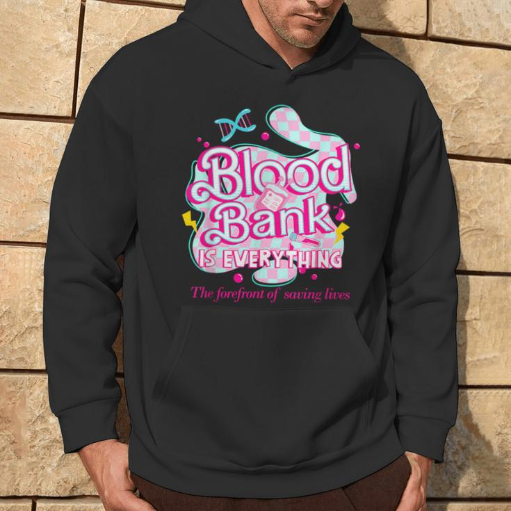 Blood Bank Is Everything Pink Retro Lab Week 2024 Med Tech Hoodie Lifestyle