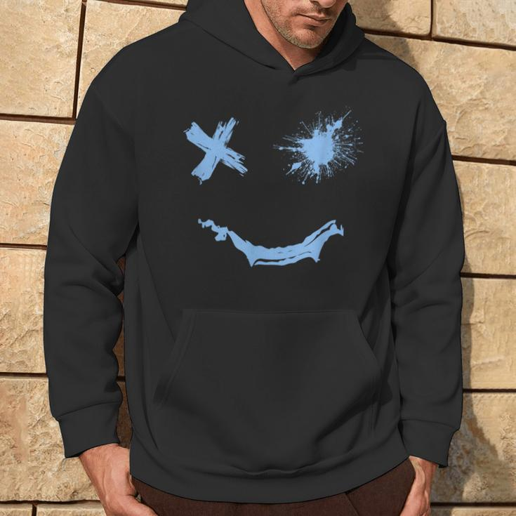 Blue Grunge Smile Blue Color Graphic Hoodie Lifestyle