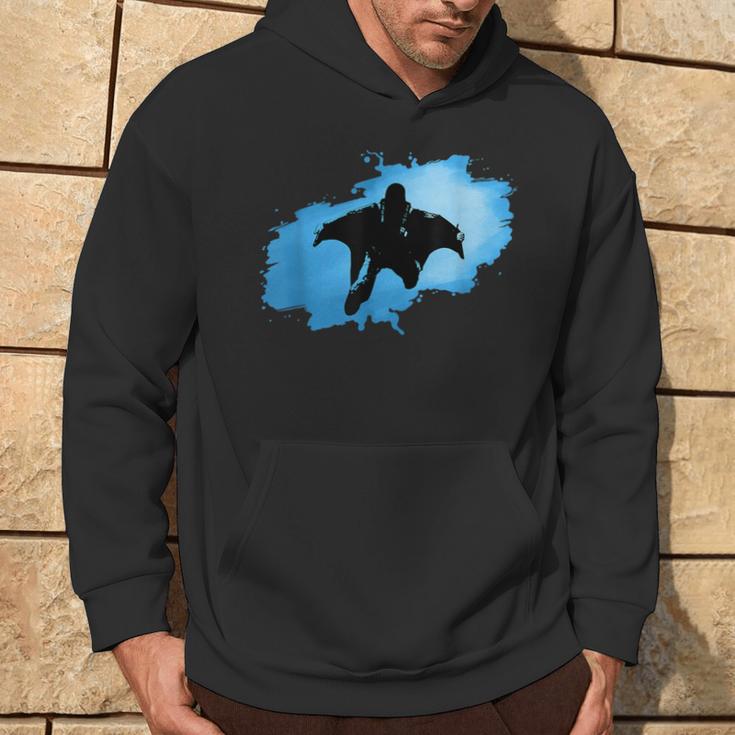 Blue Wingsuit Flying Hoodie Lifestyle