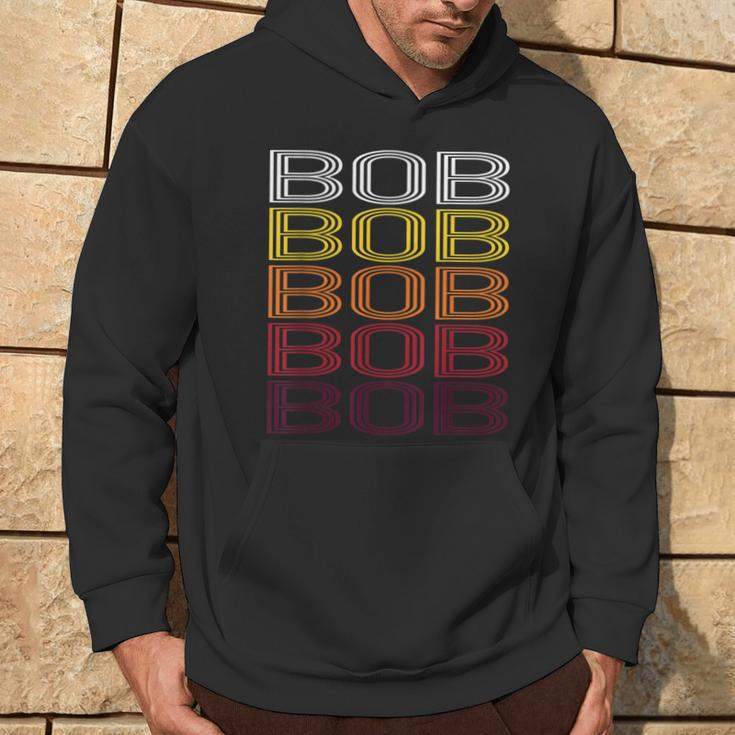 Bob Retro Wordmark Pattern Vintage Style Hoodie Lifestyle