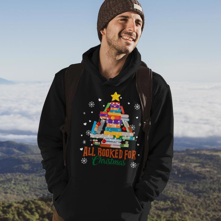 All Booked For Christmas Tree Books Librarian Bookworm Hoodie Lifestyle