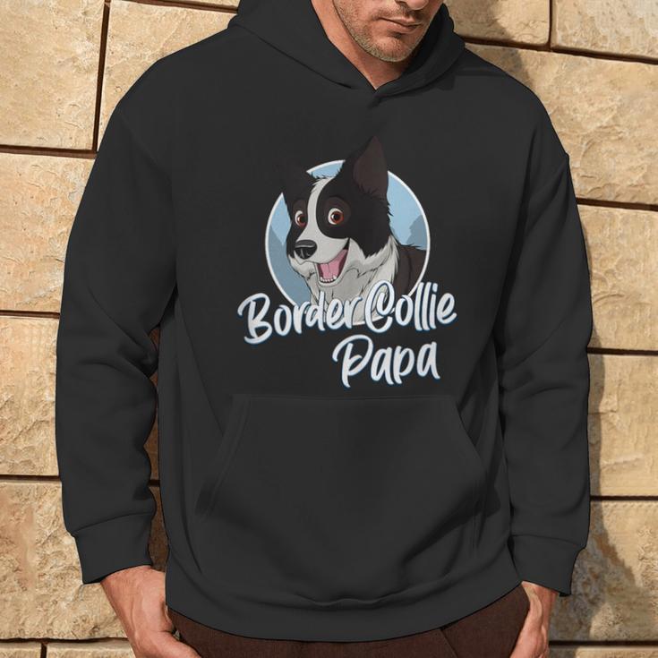 Border Collie Papa Mit Comic Zeichnung Herren Kapuzenpullover Lebensstil