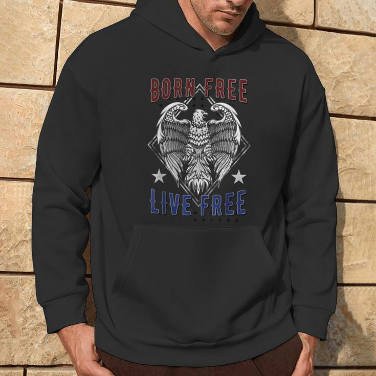 Born Free Live Free Eagle Wingspan Stamp Hoodie Lifestyle