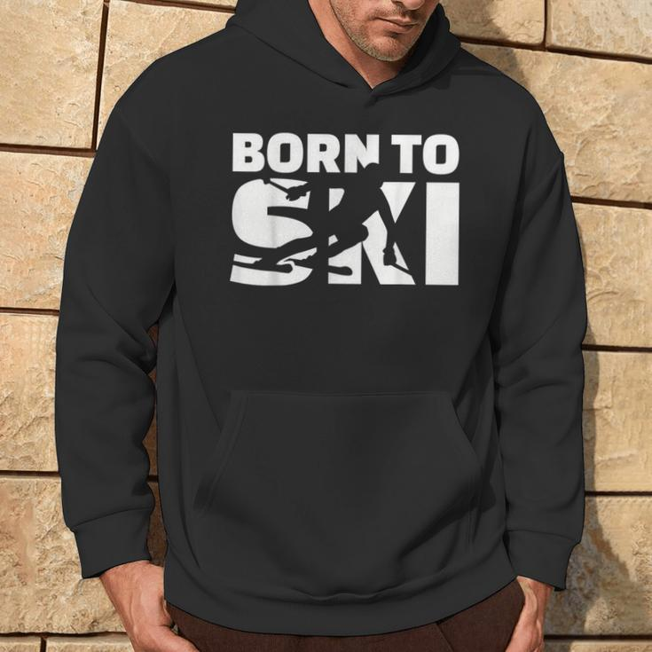 Born to Ski Schwarz Hoodie, Pistenmotiv für Skifahrer Lebensstil