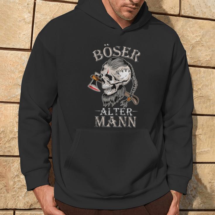 Böser Alter Mann Opa Papa Totenkopf Skullintage Wikinger Kapuzenpullover Lebensstil