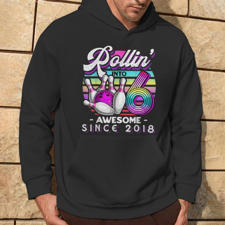 Bowling Party Rollin' 6 Awesome 2018 6Th Birthday Girls Hoodie Lifestyle