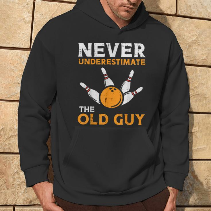 Bowling Never Underestimate Old Guy Bowler Grandpa Dad Men Hoodie Lifestyle