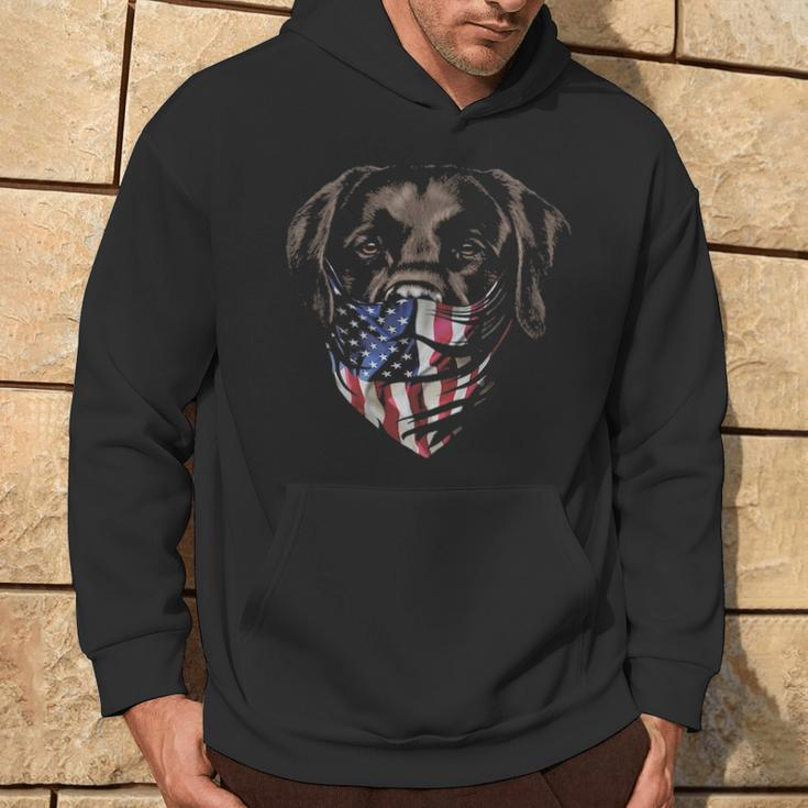Brown Labrador In Patriotic Usa America Bandana Dog Hoodie Lifestyle