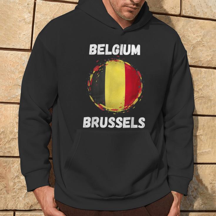 Brussels Belgium Retro Vintage Belgian Flag Souvenirs Hoodie Lifestyle