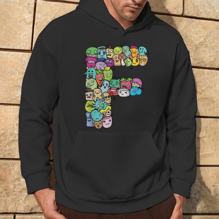 Buchstabe F Monsters Alphabet Name Initiale Niedlich Monogrammiert Kapuzenpullover Lebensstil