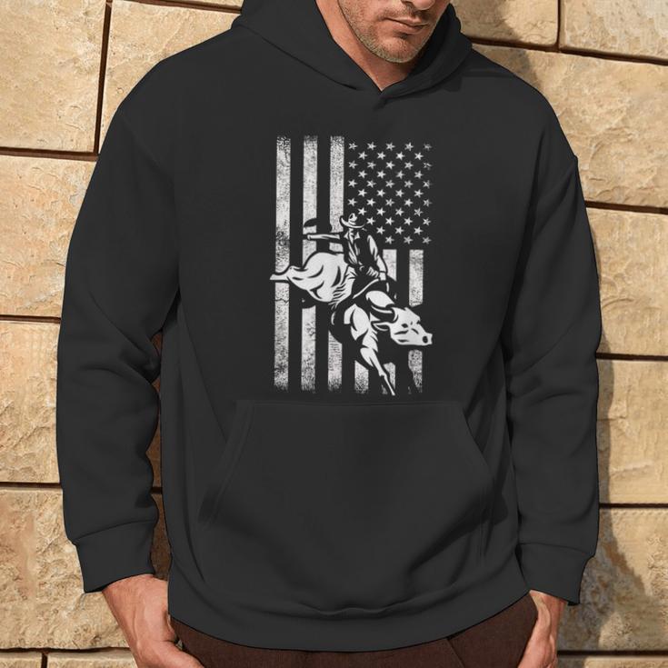 Bull Rider Cowboy American Usa Bull Riding Western Hoodie Lifestyle