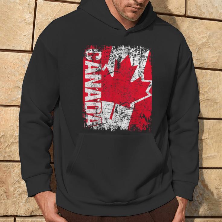 Canada Flag Vintage Distressed Canada Hoodie Lifestyle