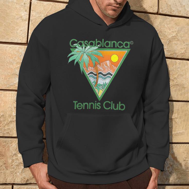 Casablanca Tennis Club Hoodie - Tropisches Palmen & Sonnenuntergang Design Lebensstil