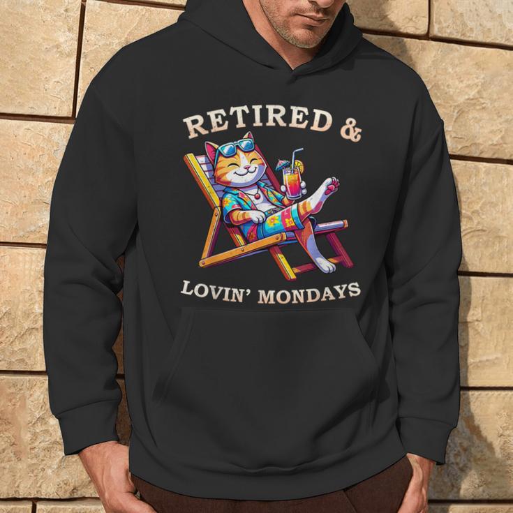 Cat Retired Lovin Mondays Meow Animal Lover Retirement Hoodie Lifestyle