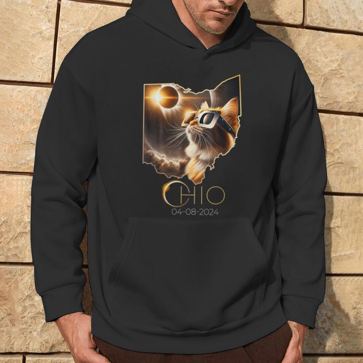 Cat Sun Solar Eclipse 2024 Totality State Ohio Hoodie Lifestyle