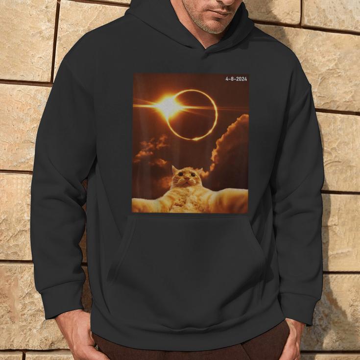 Cat Taking A Selfie Total Solar Eclipse April 8 2024 Hoodie Lifestyle