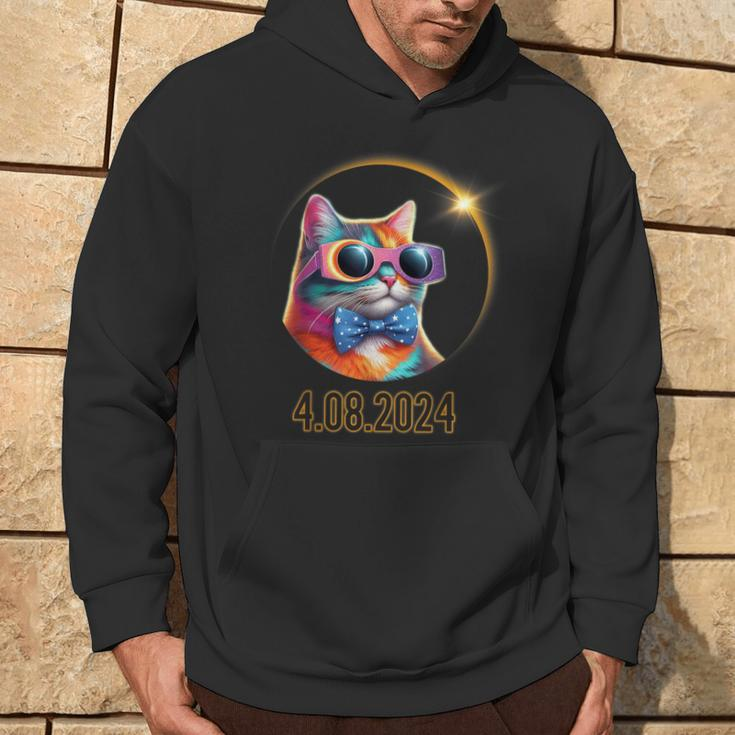 Cat Wearing Solar Eclipse Glasses Total Solar Eclipse 2024 Hoodie Lifestyle