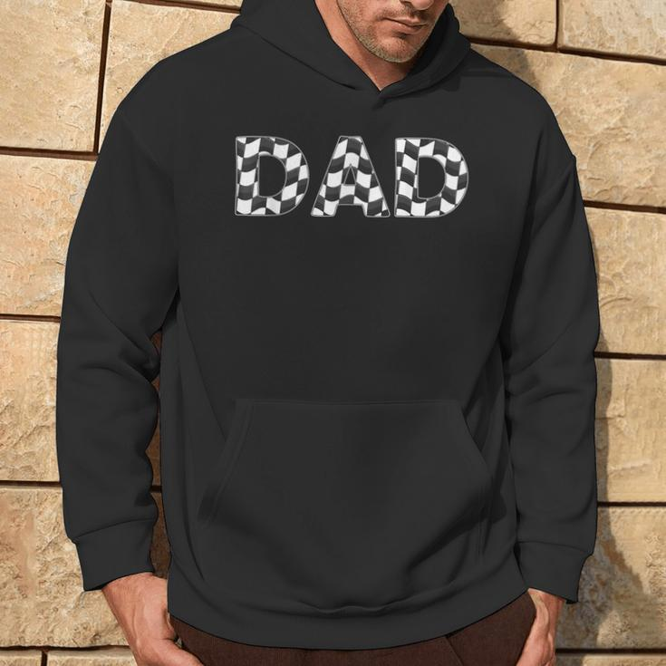 Checkered Race Car Dad White Black Checkerboard Flag Hoodie Lifestyle