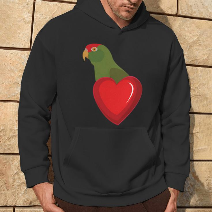 Cherry Headed Conure Parrot Heart Pocket Hoodie Lifestyle