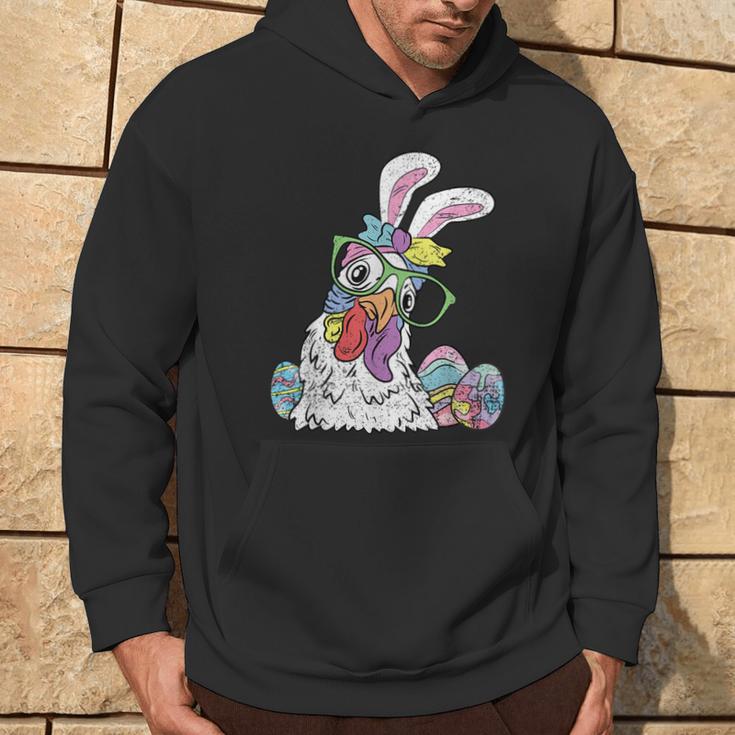 Chicken Egg Hunting Easter Bunny Ears Farm Animal Spring Hoodie | Mazezy