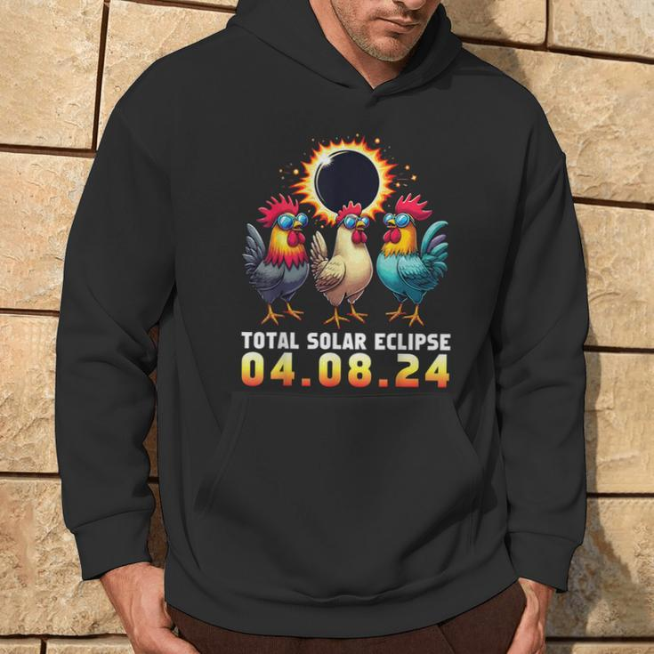 Chicken With Sunglasses Watching Total Solar Eclipse 2024 Hoodie Lifestyle