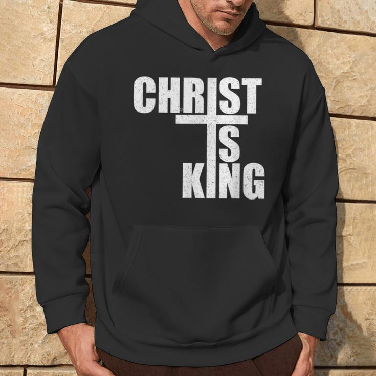 Christ Is King Jesus Is King Cross Crucifix Hoodie Lifestyle