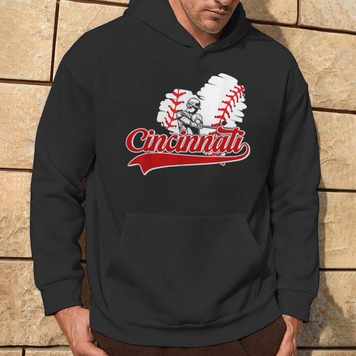 Cincinnati Cities Baseball Heart Baseball Fans Women Hoodie Lifestyle