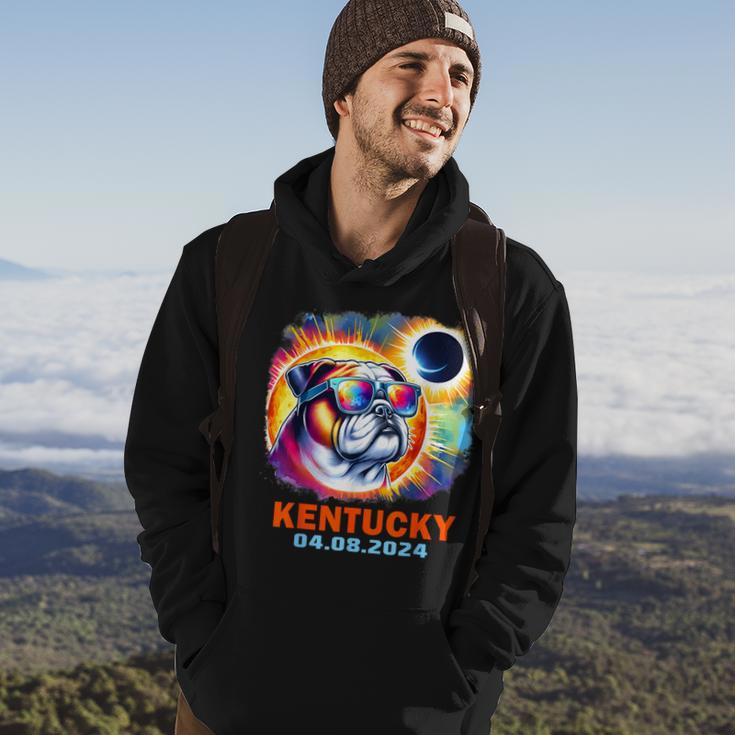 Colorful Bulldog Total Solar Eclipse 2024 Kentucky Hoodie Lifestyle