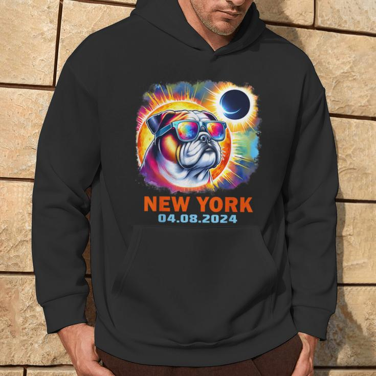 Colorful Bulldog Total Solar Eclipse 2024 New York Hoodie Lifestyle
