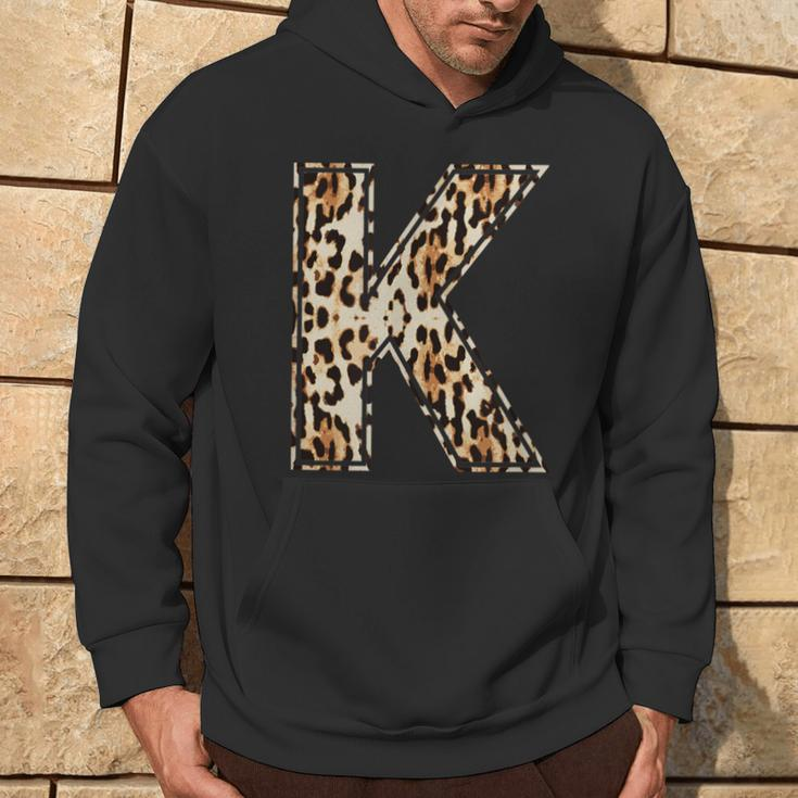 Cool Letter K Initial Name Leopard Cheetah Print Hoodie Lifestyle