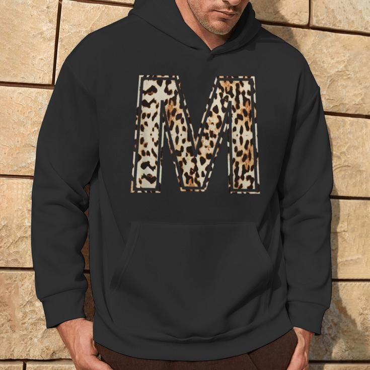 Cool Letter M Initial Name Leopard Cheetah Print Hoodie Lifestyle
