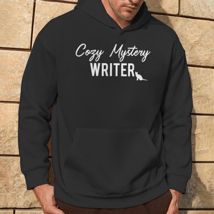 Cozy Mystery Writer With Cat Silhouette Hoodie Lifestyle