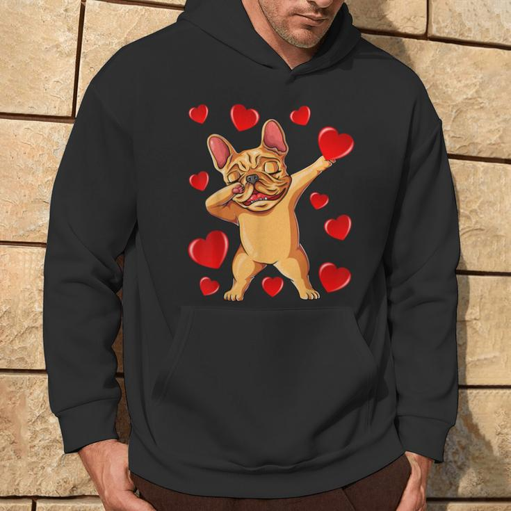 The Cream French Bulldog Dabbing Heart Valentines Day Hoodie Lifestyle