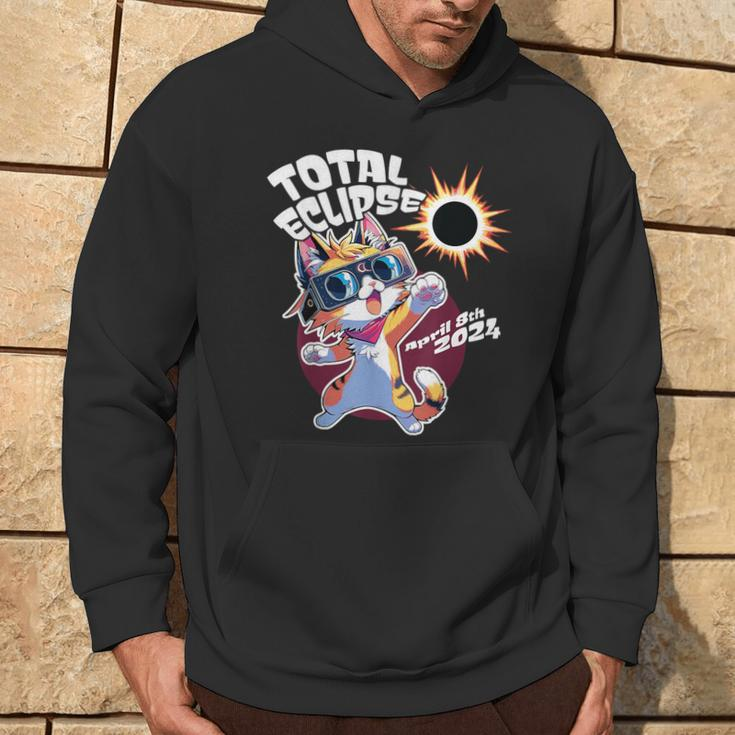 Cute Anime Cat Total Solar Eclipse 2024 Hoodie Lifestyle