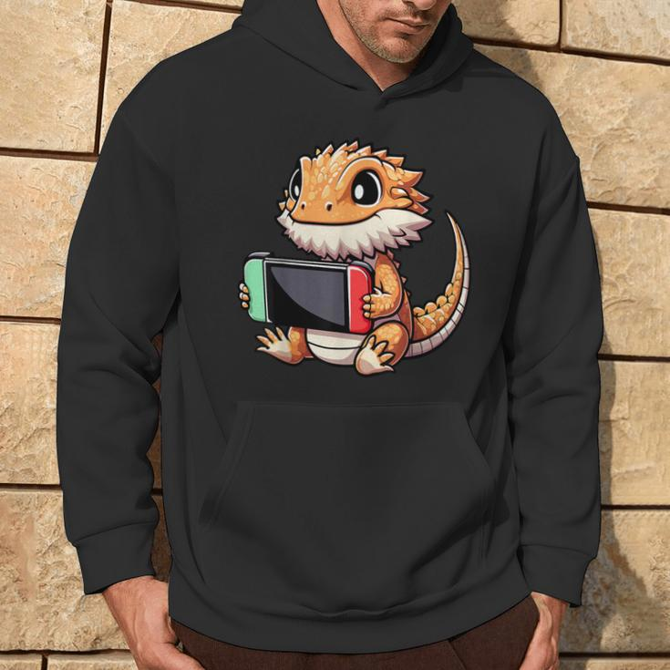 Cute Bearded Dragon Playing Video Games Gamer Hoodie Lifestyle