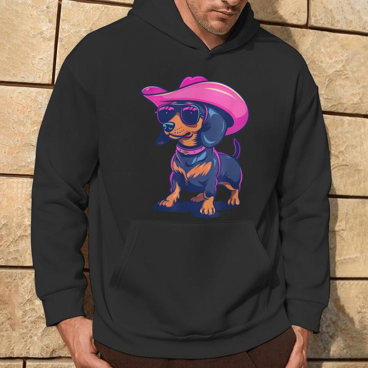 Cute Dachshund Pink Cowboy Hat Wiener Sausage Dog Puppy Hoodie Lifestyle
