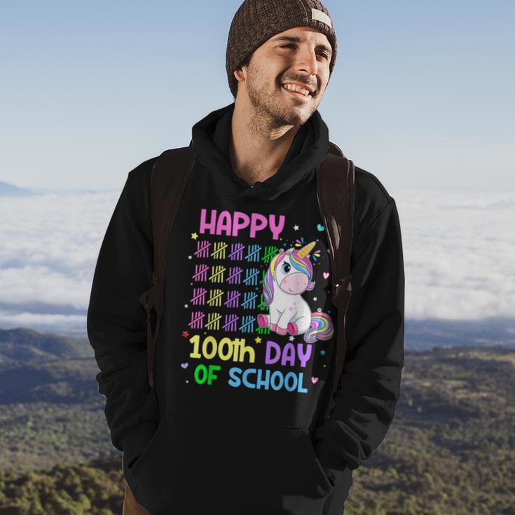 Cute Unicorn Happy 100Th Day Of School Unicorn Girls Teacher Hoodie Lifestyle