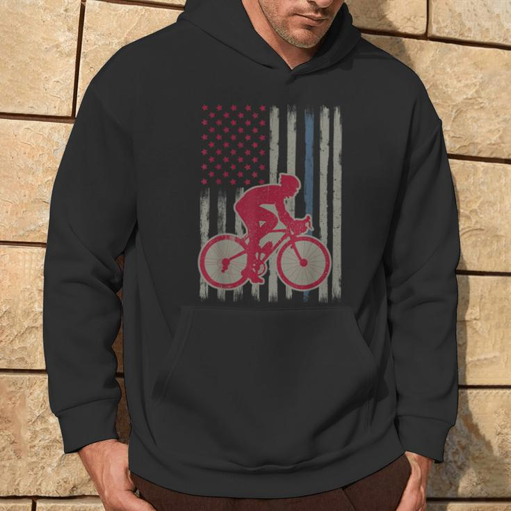 Cycling American Flag Patriotic Usa 4Th Of July Vintage Hoodie Lifestyle