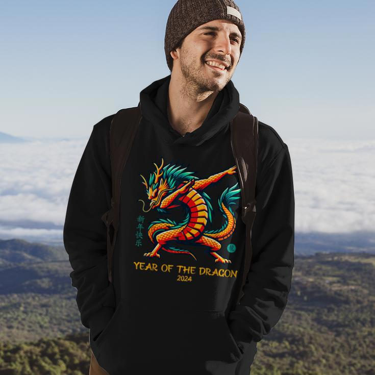Dabbing Dragon Chinese New Year Of The Dragon 2024 Hoodie Lifestyle