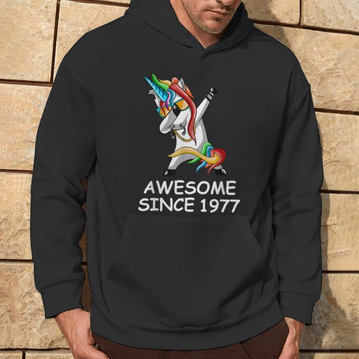 Dabbing Unicorn Awesome Since 1977 Birthday Hoodie Lifestyle