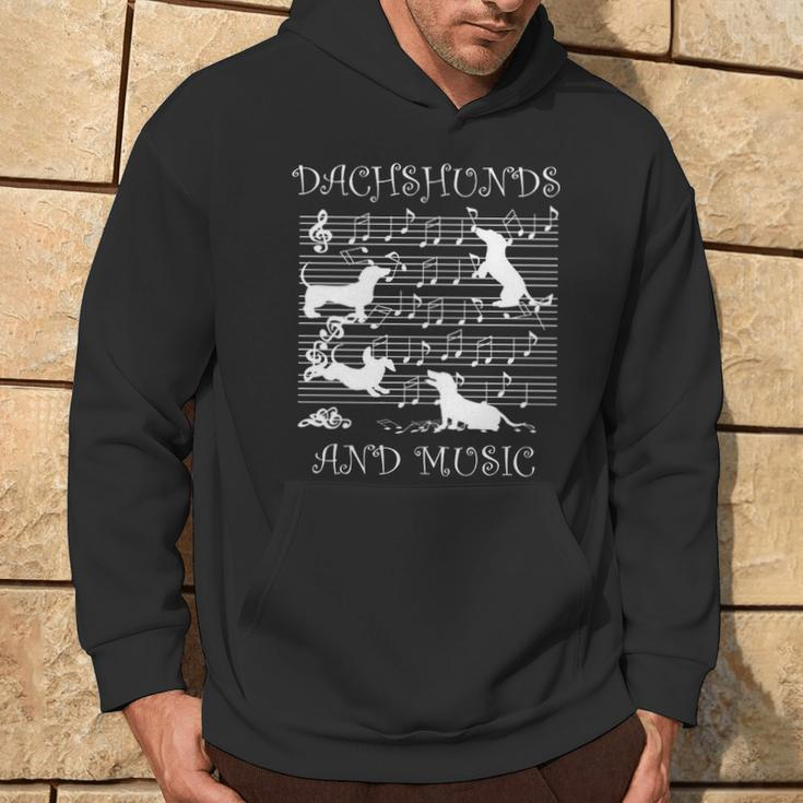 Dachshund Music Notes Musician Clef Piano Hoodie Lifestyle