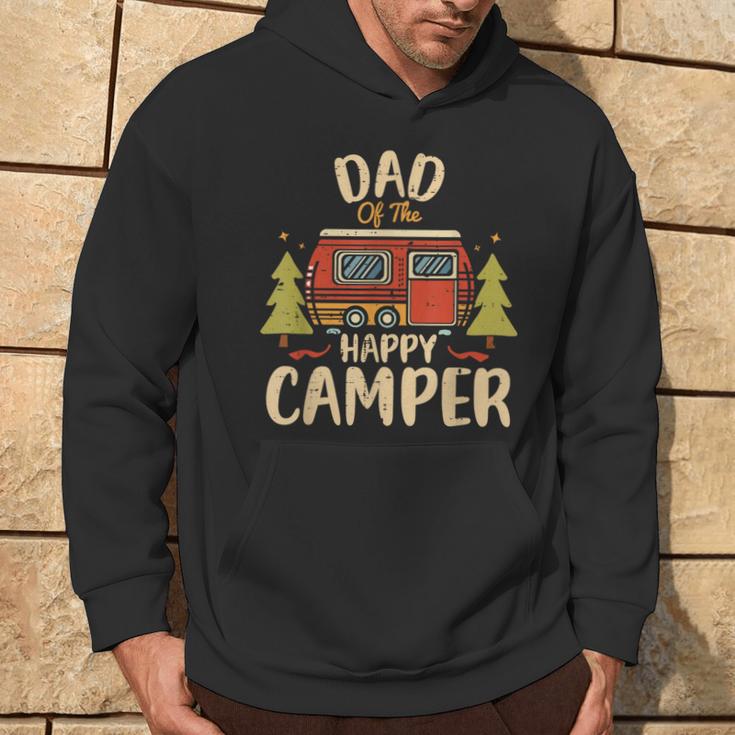 Dad Of Happy Camper 1St Birthday Party Retro Dad Hoodie Lifestyle