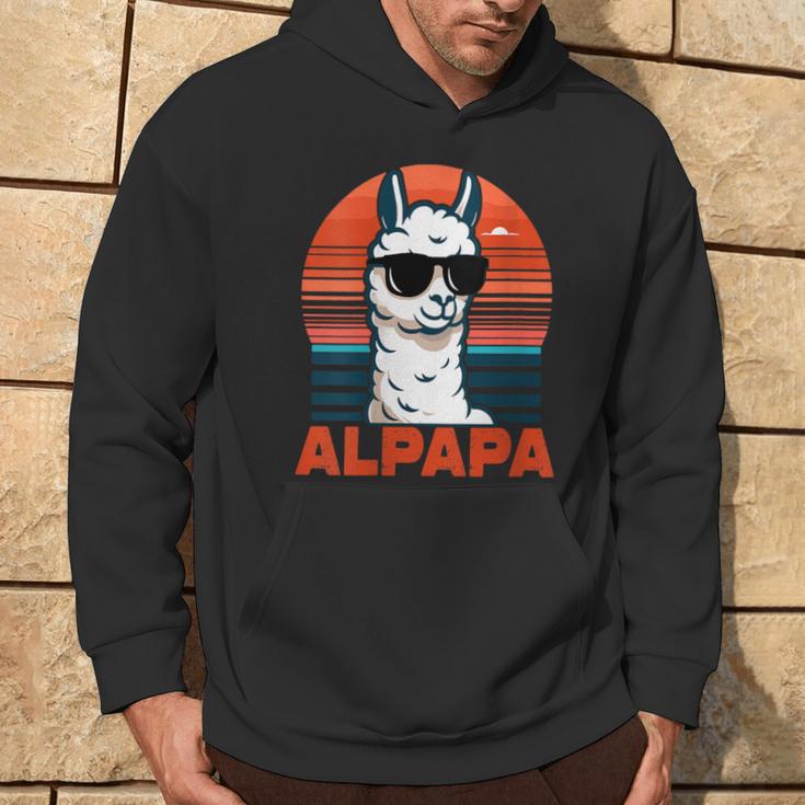 Damen Alpapaatertag Bester Papa Alpaka Alpapa Mit Sonnenbrille Mit-Ausschnitt Kapuzenpullover Lebensstil