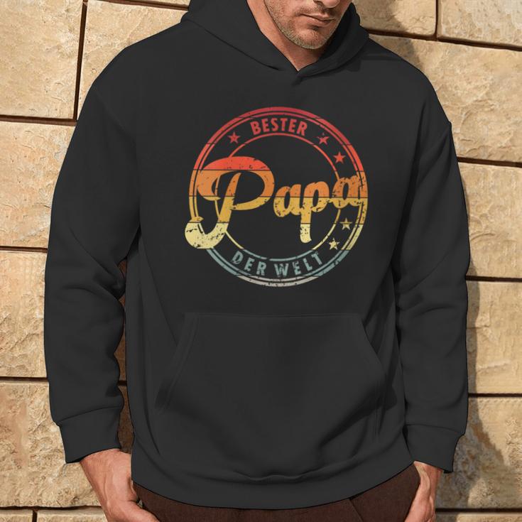 Damen Herren Retrointage Bester Papa Der Welt Mit-Ausschnitt Kapuzenpullover Lebensstil