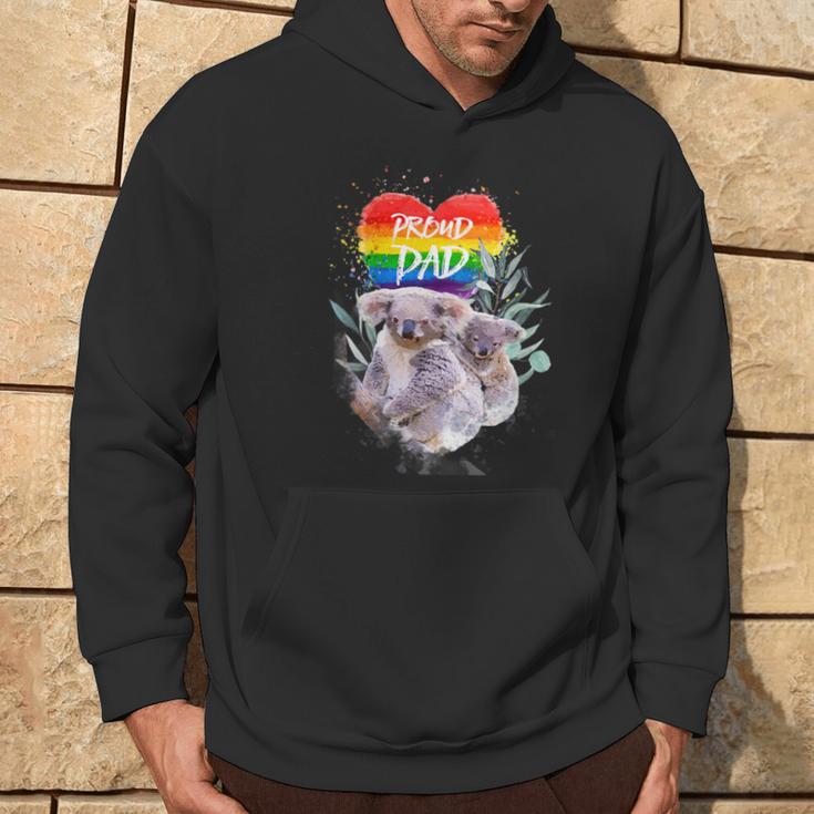 Damen Lgbt Pride Daddy Koala Bär Regenbogen Stolz Papaatertag Mit-Ausschnitt Kapuzenpullover Lebensstil