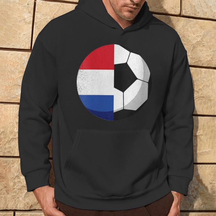 Damen Niederlande Flagge Niederländischer Papa Fußballtorwart Mit-Ausschnitt Kapuzenpullover Lebensstil