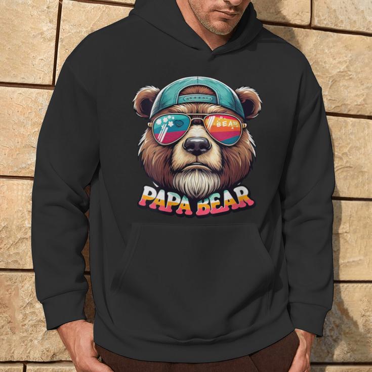 Damen Papa Bär Papa Bearatertagsgeschenk Für Papa Spruch Lustig Mit-Ausschnitt Kapuzenpullover Lebensstil