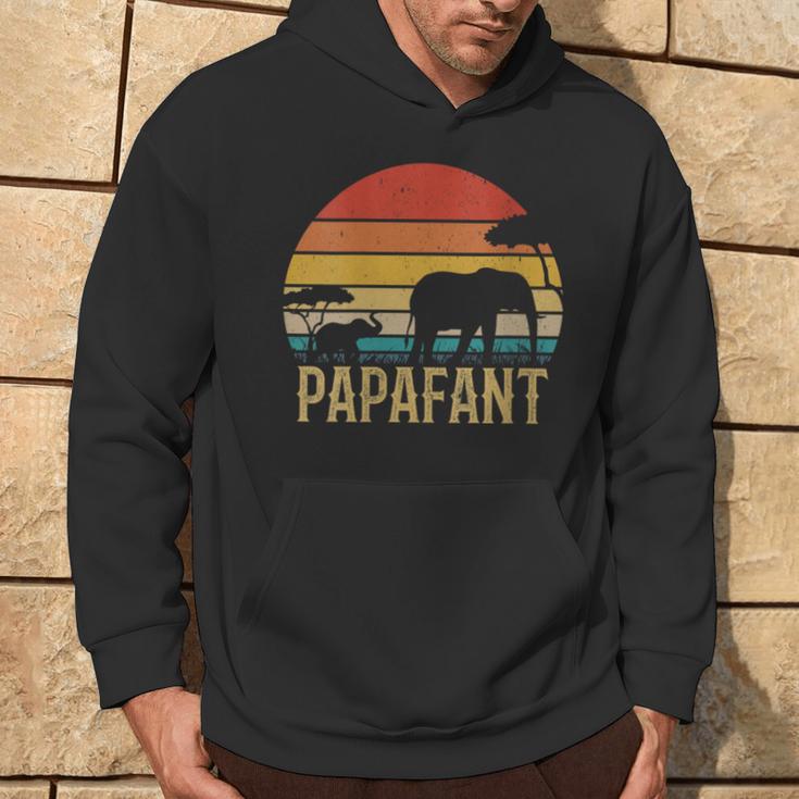 Damen Papafant Papa Elefant Retrointage Sunsetatertag Savanne Mit-Ausschnitt Kapuzenpullover Lebensstil